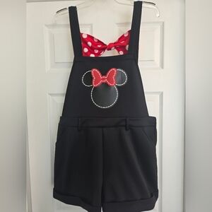 Disney Black Minnie Mouse Overalls with Red Bow